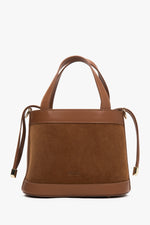 Women's Brown Box Shaped Bag made of Italian Velour and Leather Estro ER00117436.