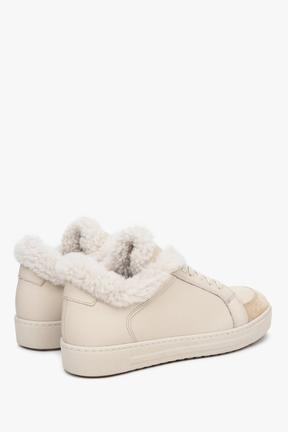 Women's casual sneakers in beige Estro made of genuine suede and leather.