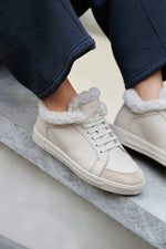 Women's Beige Winter Sneakers made of Genuine Suede and Leather Estro ER00111932.