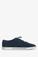 Men's Navy Blue Nubuck Sneakers with an Elastic Turnbuckle Estro ER00112580.