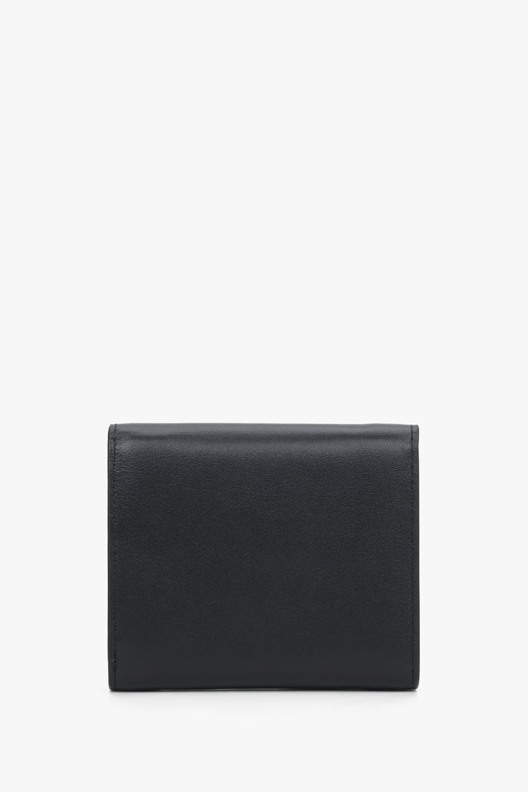 The back of the small black women's wallet by Estro.