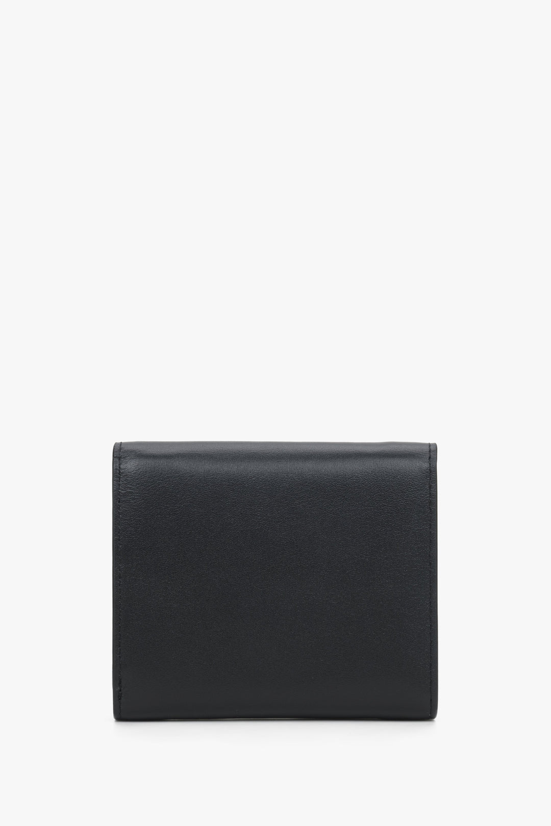 The back of the small black women's wallet by Estro.
