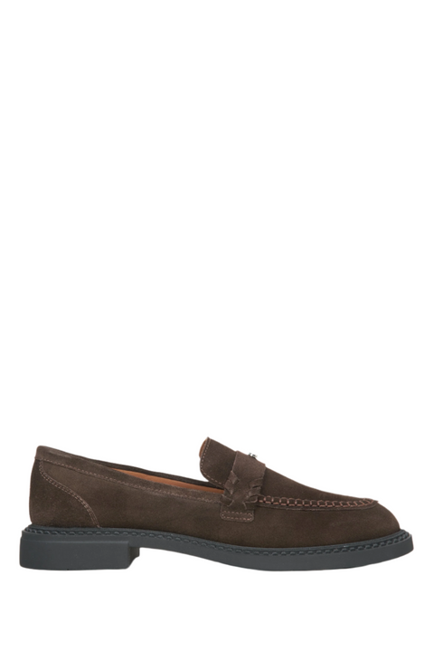 Women's Brown Penny Loafers made of Premium Italian Genuine Velour Estro ER00115647