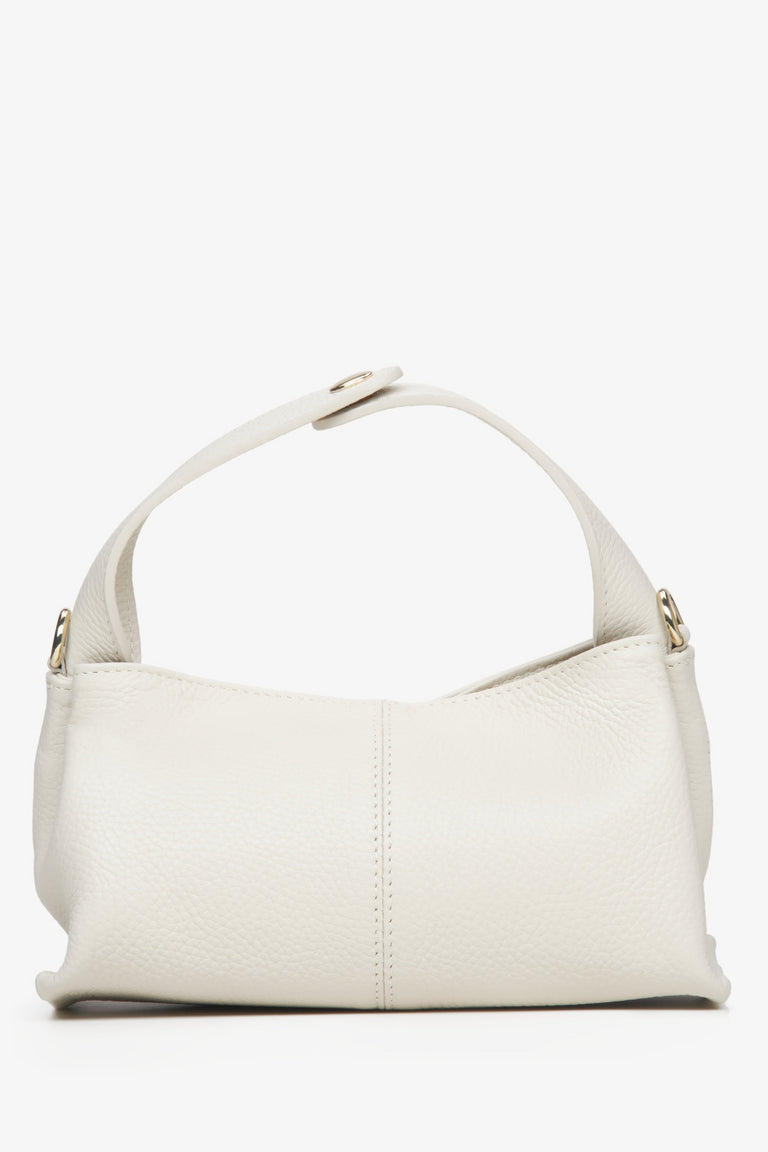 Women's Small Milky-Beige Handbag made of Premium Italian Genuine Leather Estro ER00115567.