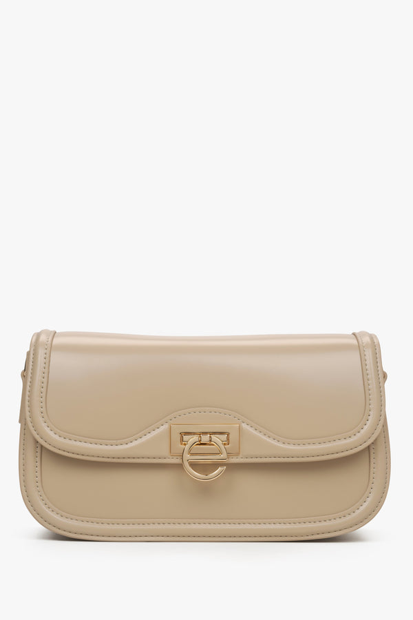 Women's Small Beige Shoulder Bag with Gold Hardware Estro ER00115777.