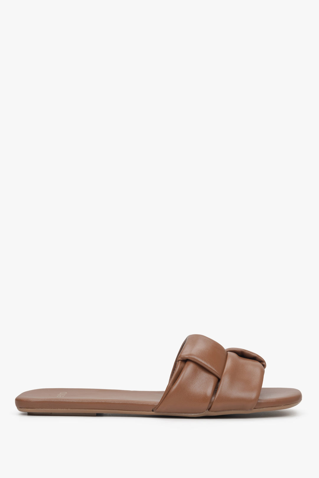 Women's Brown Patch Leather Slide Sandals Estro ER00115213