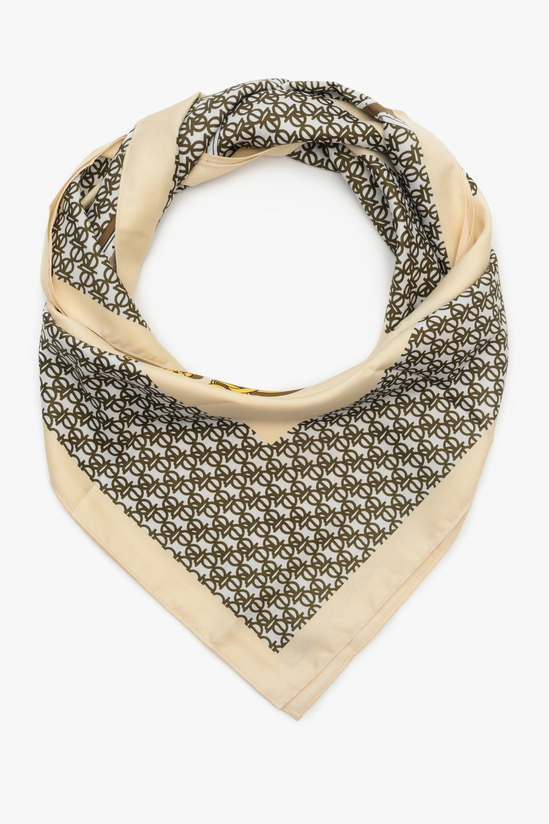Women's beige neckerchief with brown pattern by Estro.