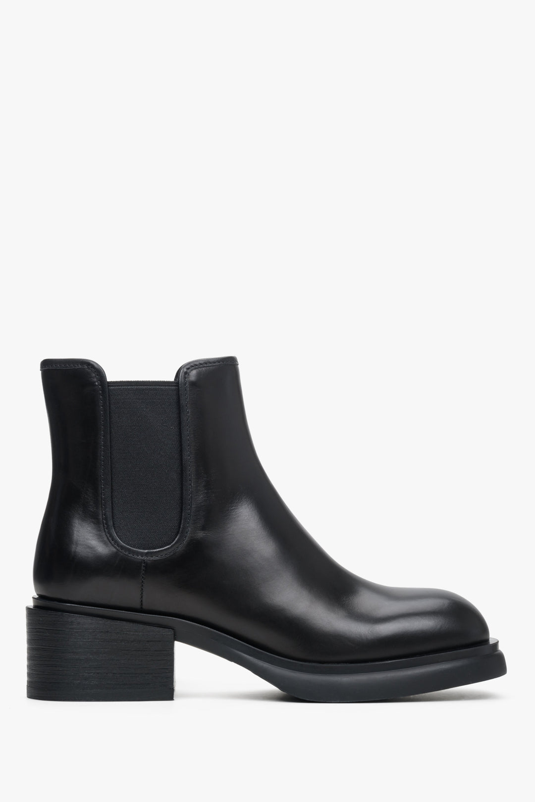 Women's Black Leather Heeled Boots Estro ER00113586