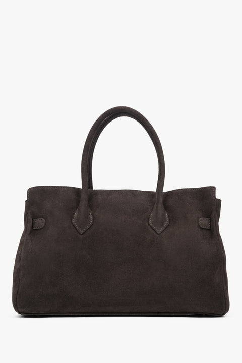 Large handbag in a deep dark brown shade, crafted from premium-quality Italian natural velour.