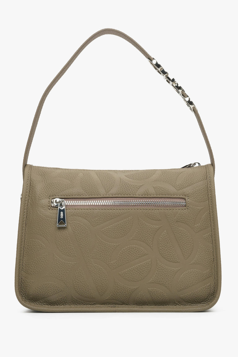 Grey and brown women's handbag - reverse.