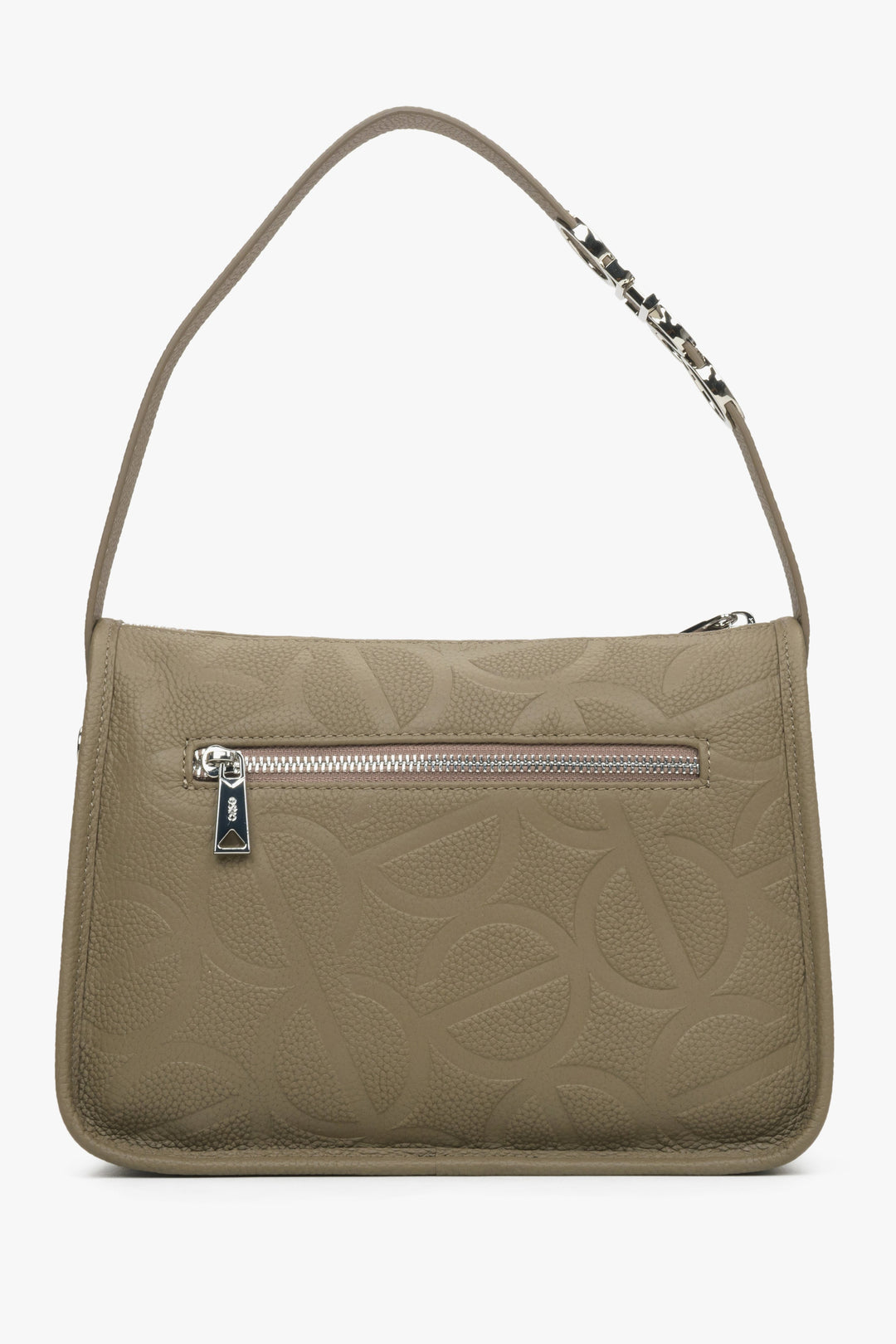 Grey and brown women's handbag - reverse.
