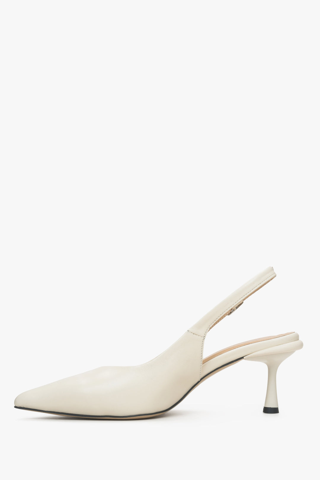 Women's white leather  slingback shoes by Estro - shoe profile.
