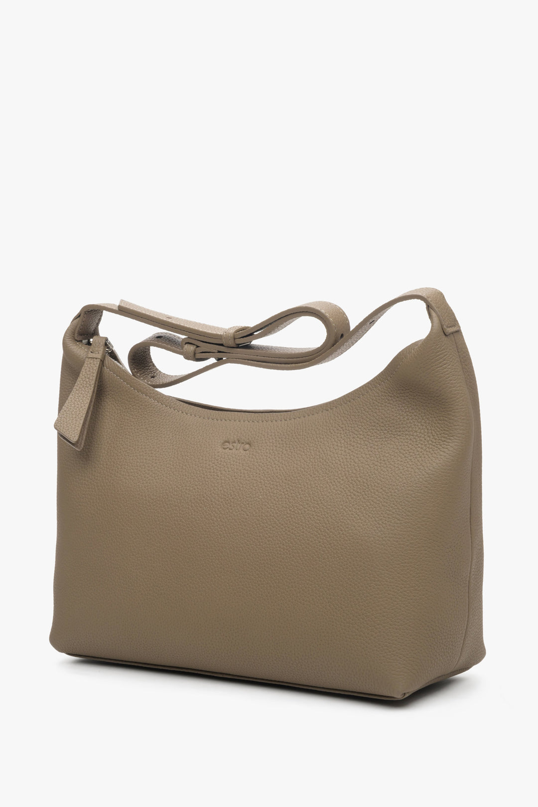 Women's grey-brown shoulder bag made of genuine leather by Estro.