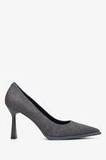 Women's Dark Grey Denim Pumps with a Stable Heel Estro ER00114625.