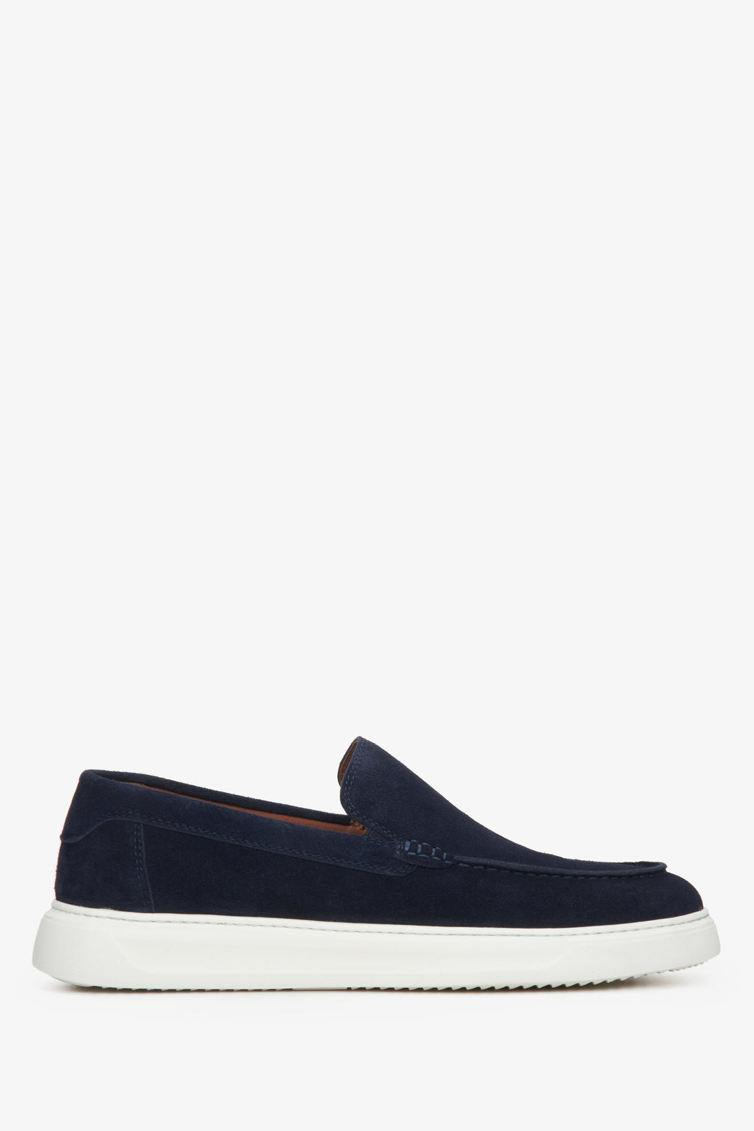 Men's Navy Blue Moccasins made of Genuine Velour Estro ER00112575.