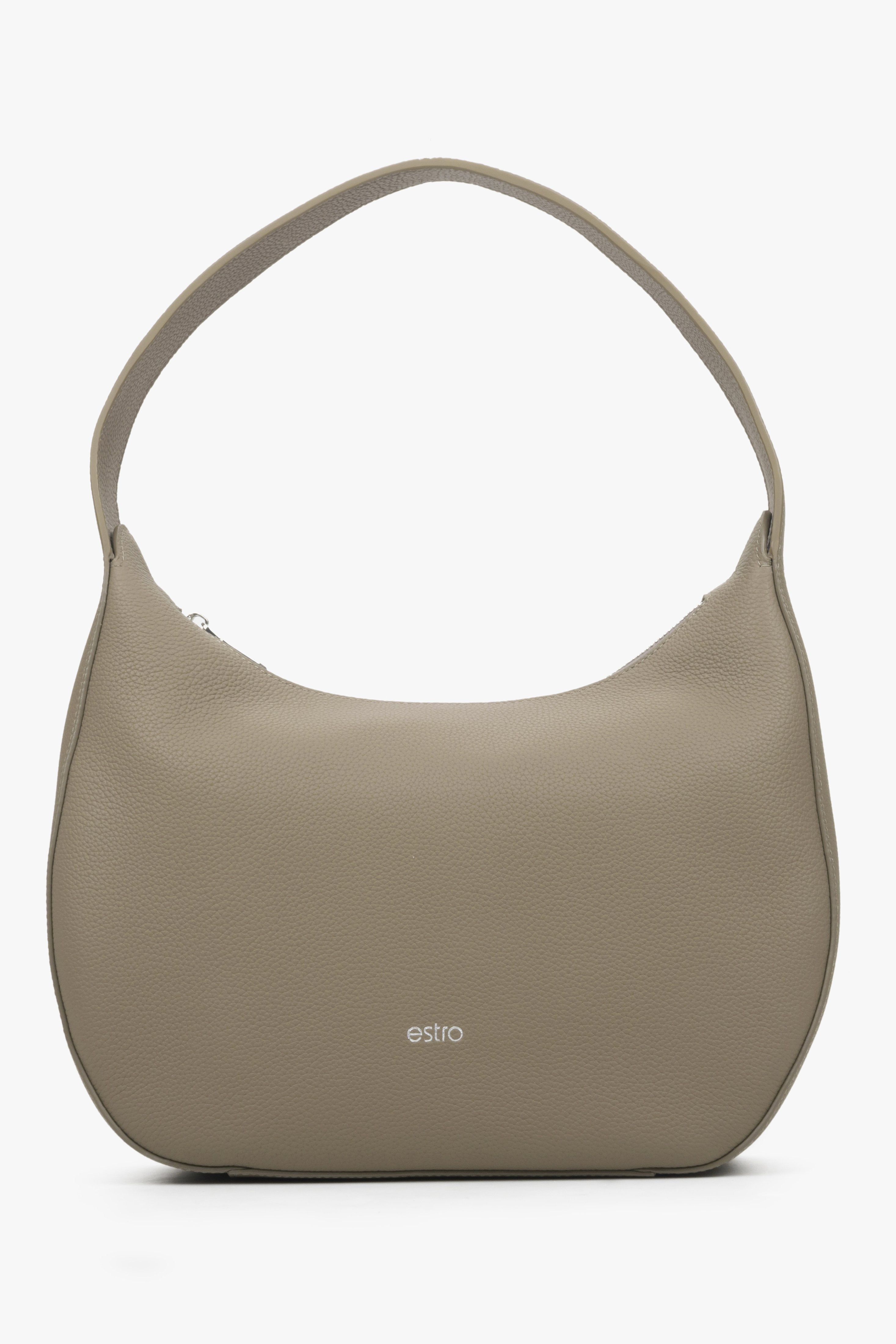 Women's Brown & Grey Crescent Shaped Bag made of Genuine Leather Estro ER00114440.