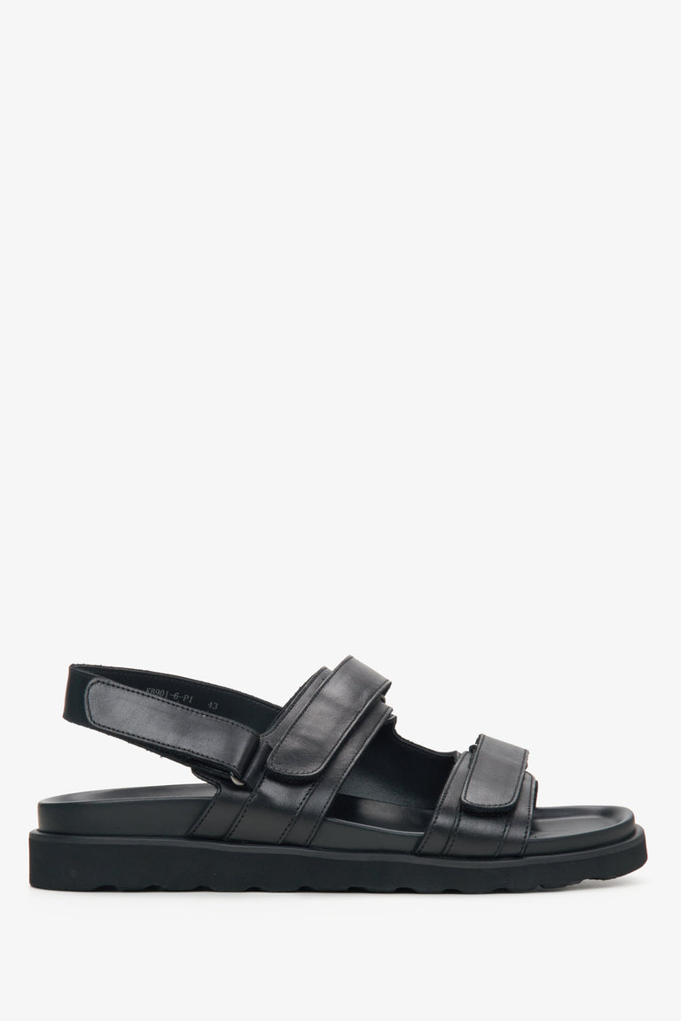 Men's Black Soft Sandals Made of Genuine Leather Estro ER00115492.