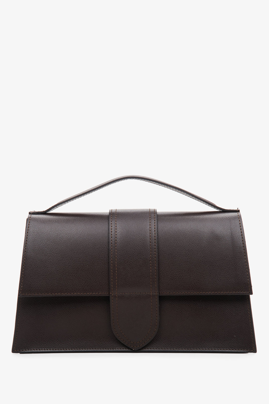 Women's Small Dark Brown Flap Handbag made of Italian Genuine Leather ER00114074.