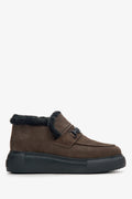 Women's Brown Ankle Boots made of Genuine Velour Estro ER00114182.