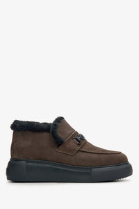 Women's Brown Ankle Boots made of Genuine Velour Estro ER00114182.