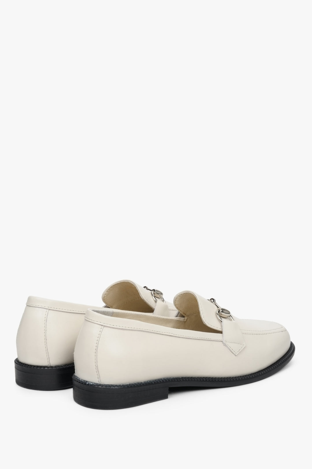 Women's White Italian Leather Loafers with Silver Buckle Estro ER00112622