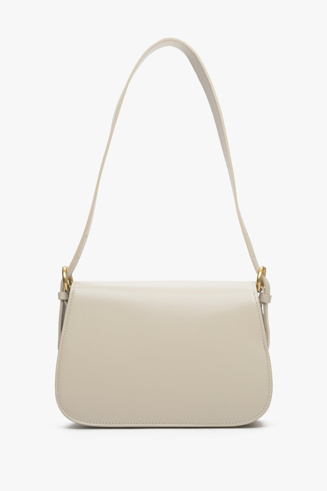 Women's leather light beige shoulder bag by Estro - back view.