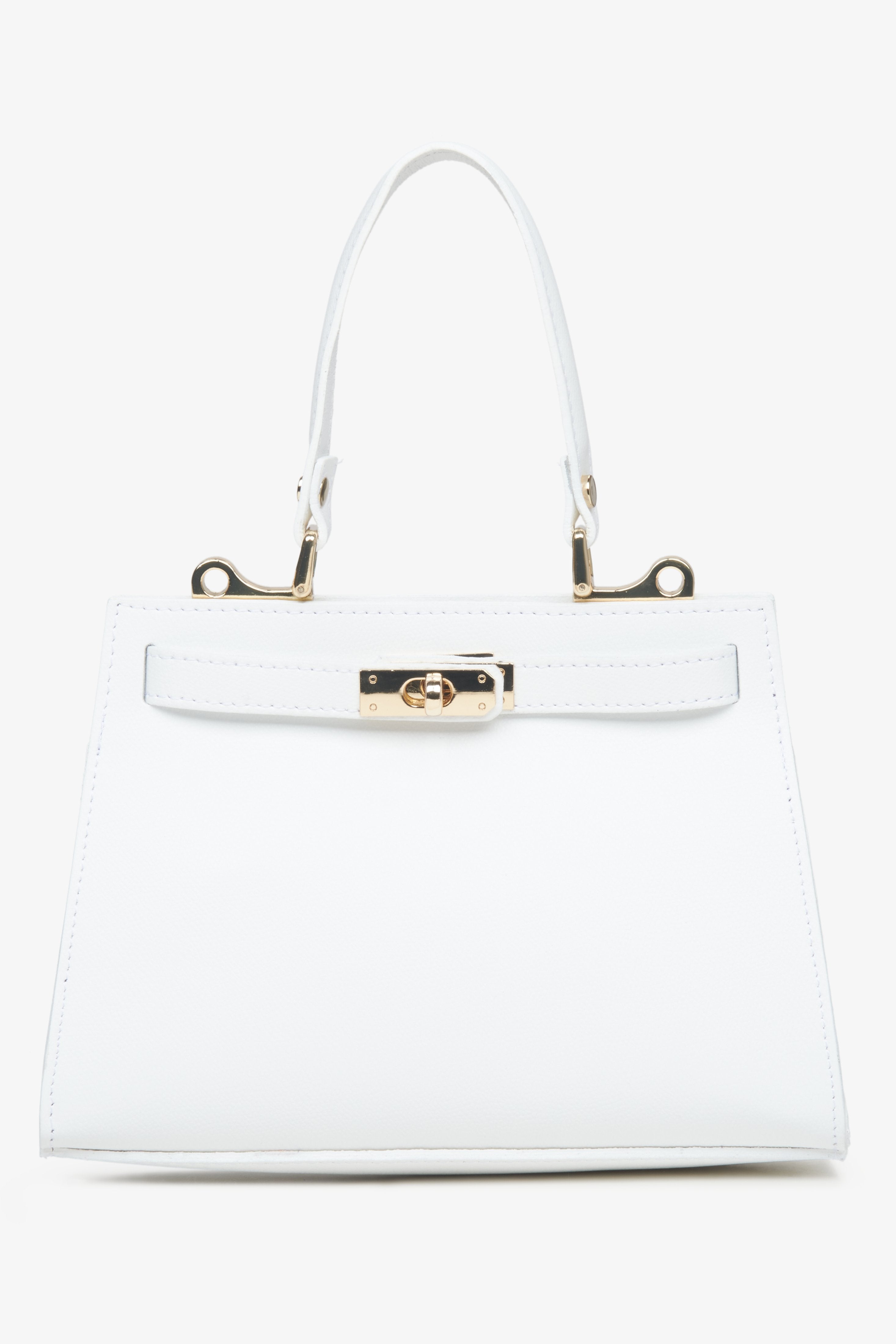 White satchel-style handbag made of Italian genuine leather by the premium brand Estro.