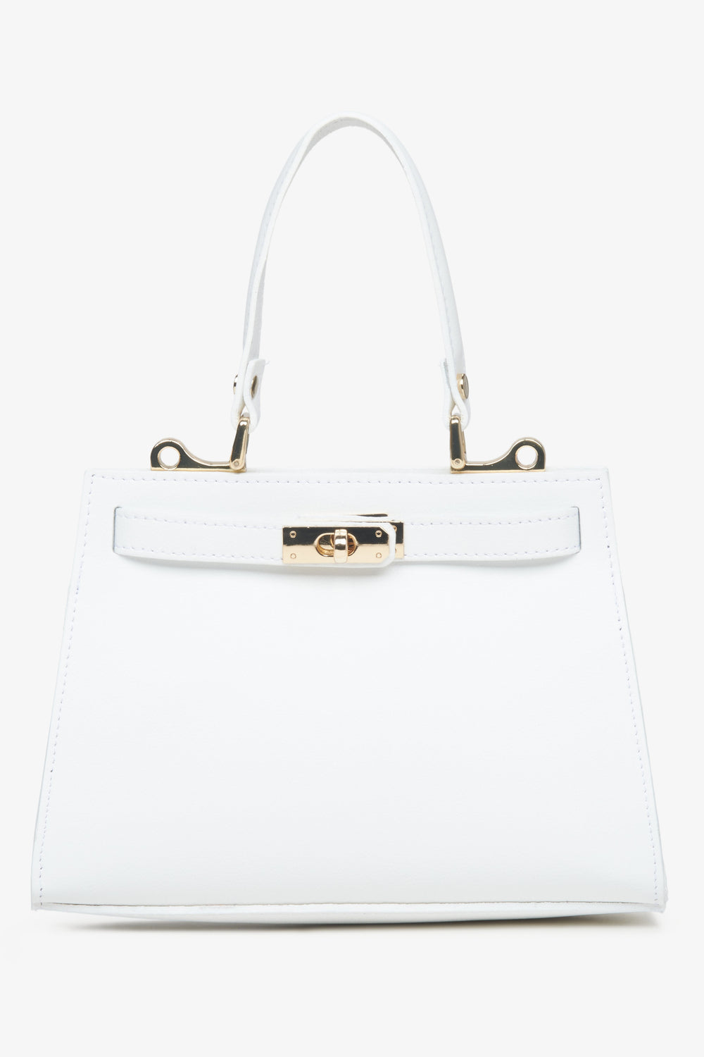 White satchel-style handbag made of Italian genuine leather by the premium brand Estro.