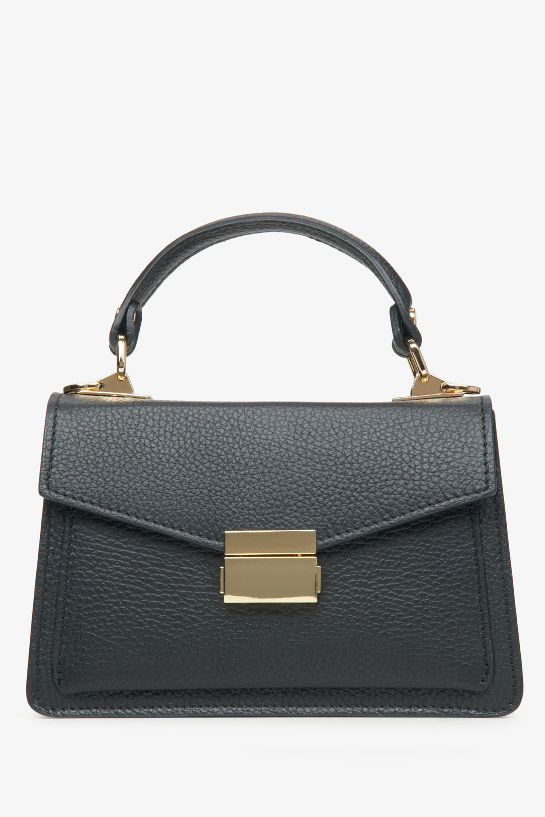 Women's Small Black Satchel Handbag made of Premium Italian Genuine Leather Estro ER00115563.