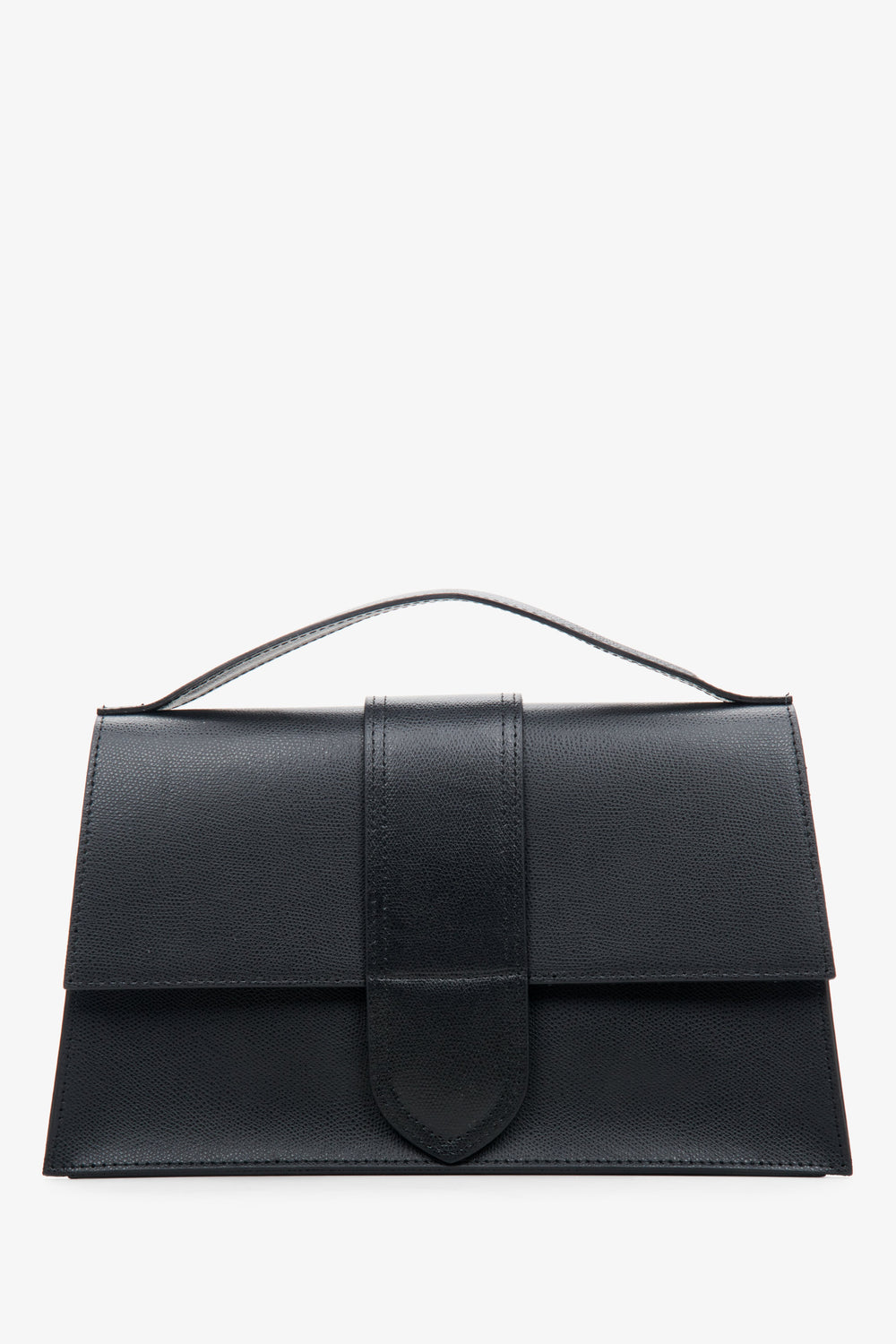 Women's Small Black Flap Handbag made of Italian Genuine Leather Estro ER00114072.