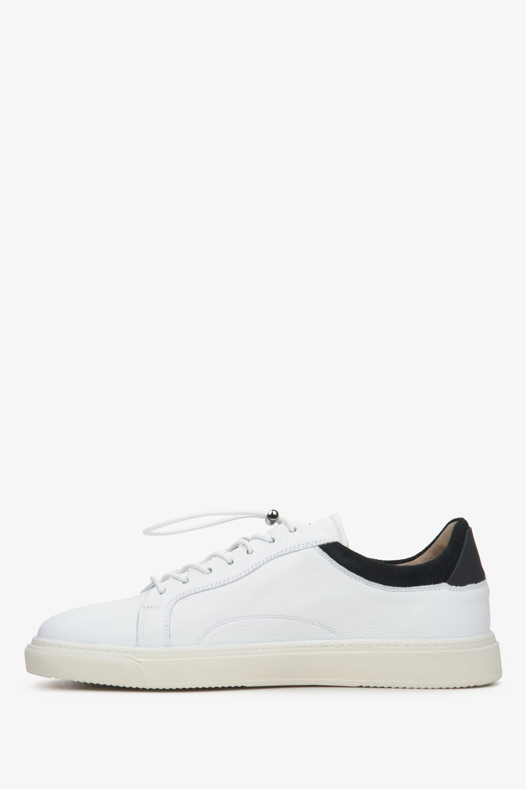 Men's white genuine leather sneakers by Estro - shoe profile.