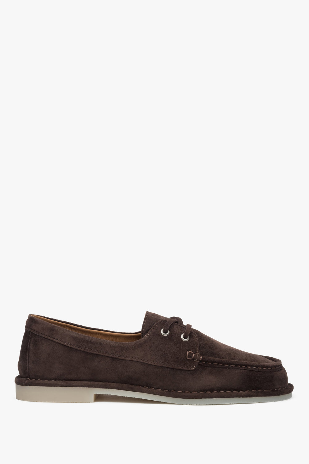 Women's Dark Brown Nautical Style Velour Lace-up Loafers Estro ER00117142.