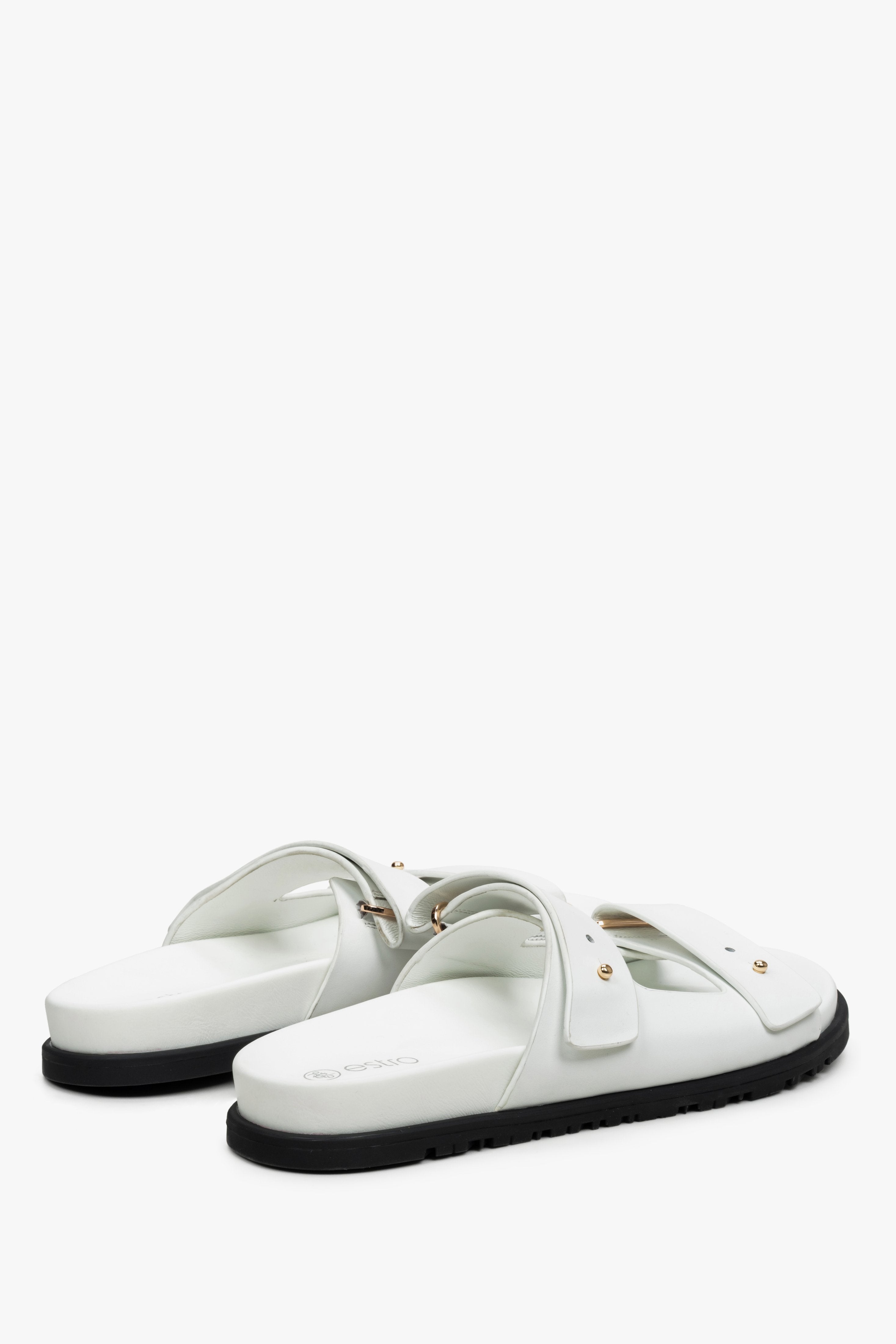 Women's white leather slides by Estro - perfect for summer.