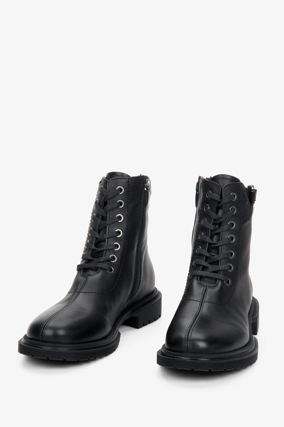 Women's black genuine leather ankle boots by Estro.