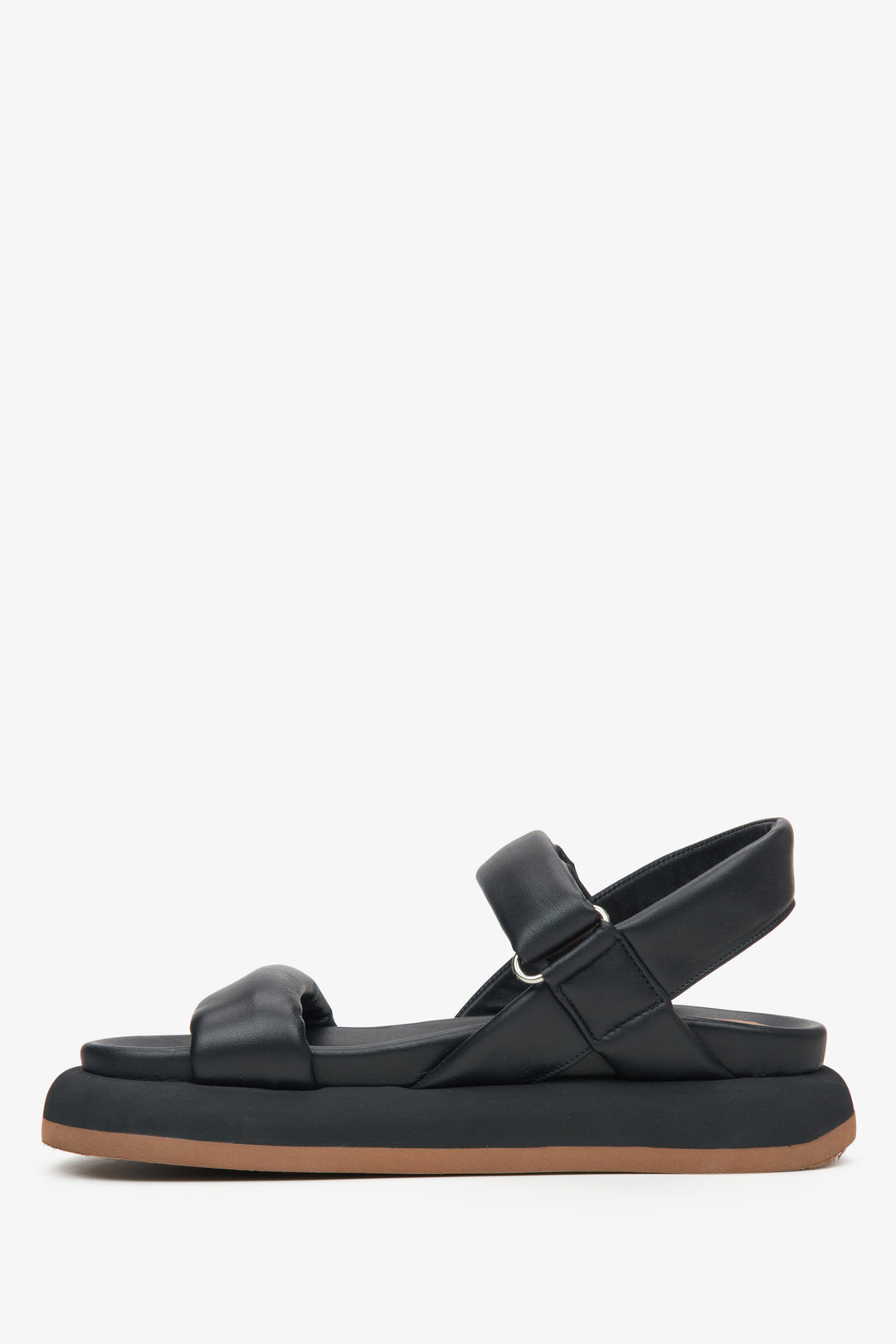 Comfortable women's black sandals by Estro - shoe profile.