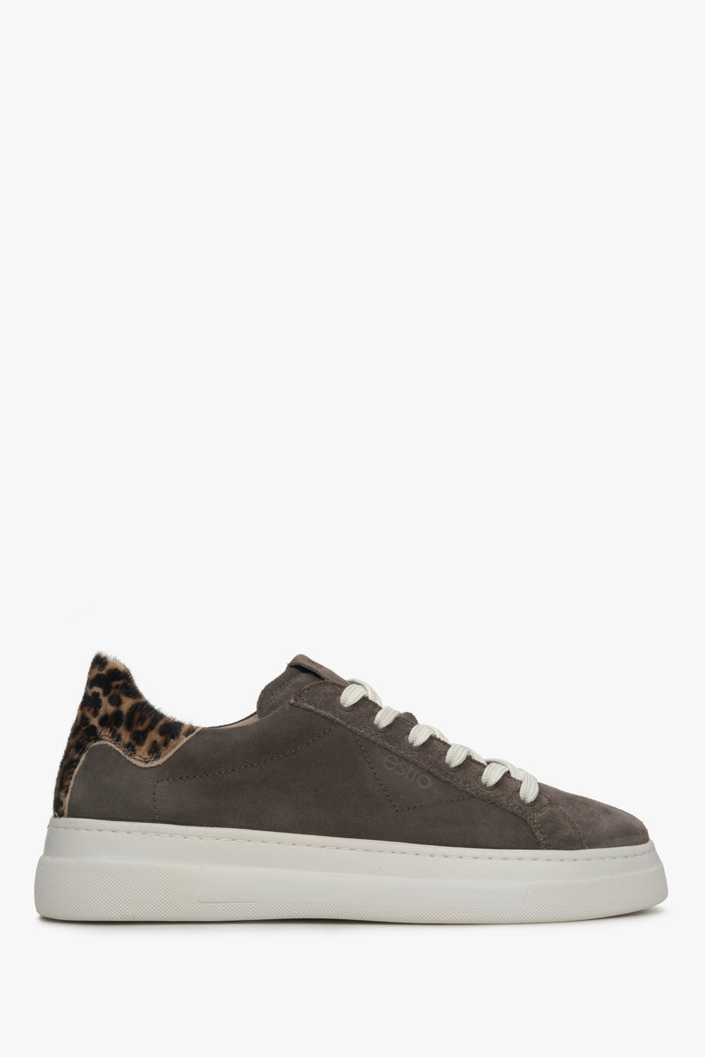 Women's Grey Sneakers with an Animal Print made of Genuine Italian Velour Estro ER00115716.