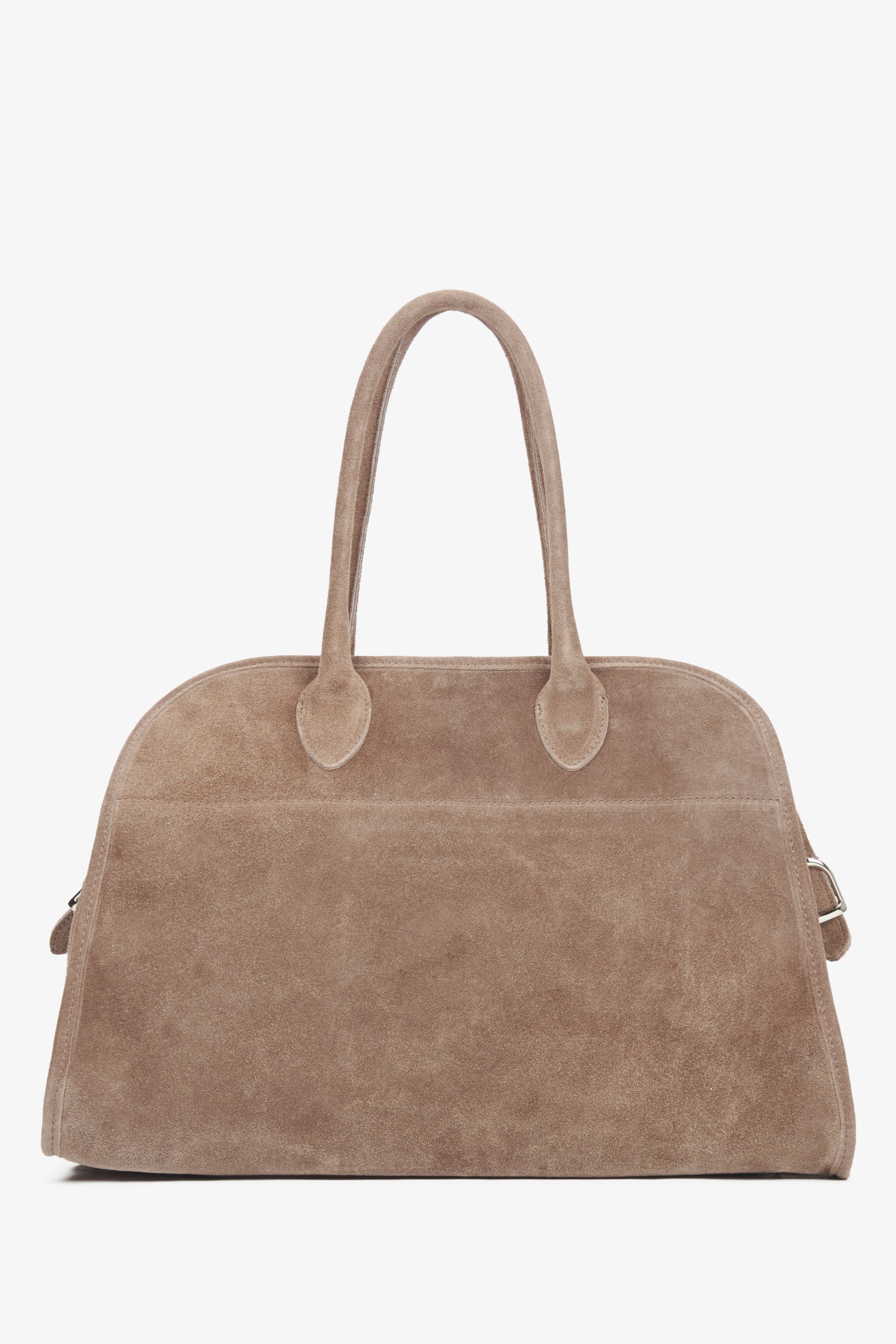 Beige women's satchel handbag crafted from premium Italian velour, from the Estro brand.