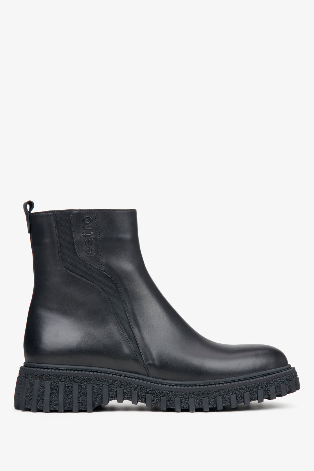 Women's Black Leather Ankle Boots Estro ER00114926
