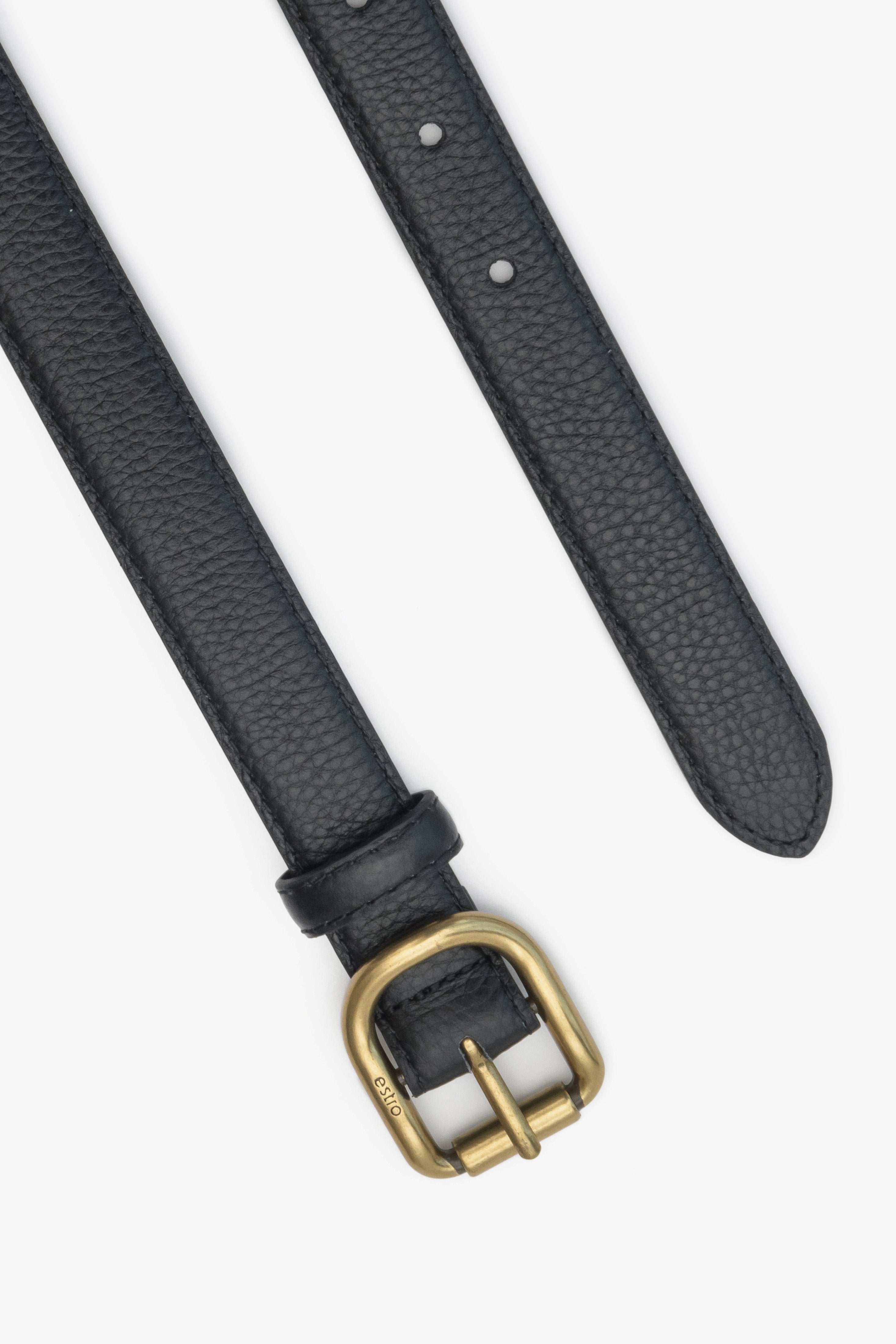 Black women's belt with gold buckle Estro.