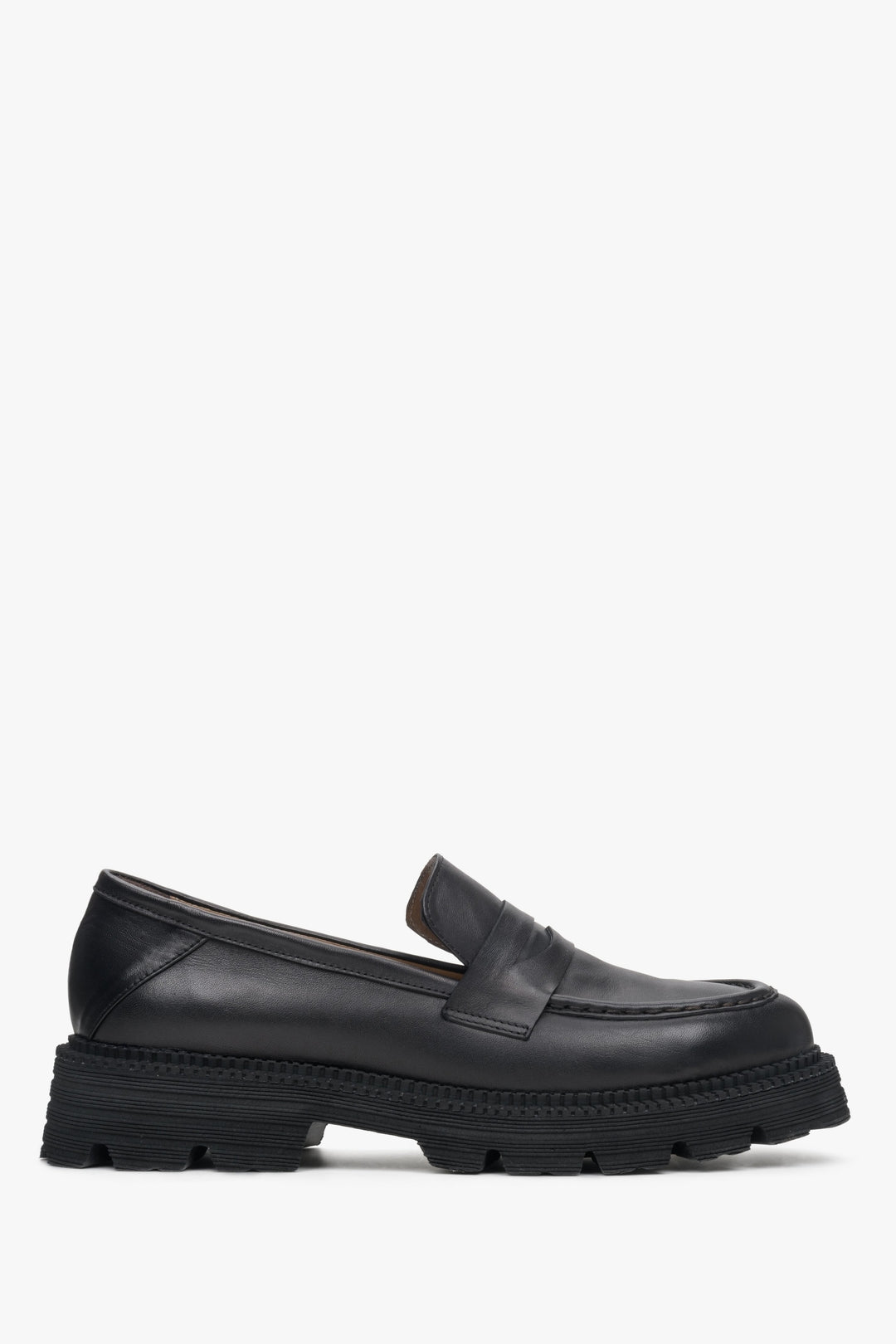 Women's Black Leather Loafers Estro ER00113813.