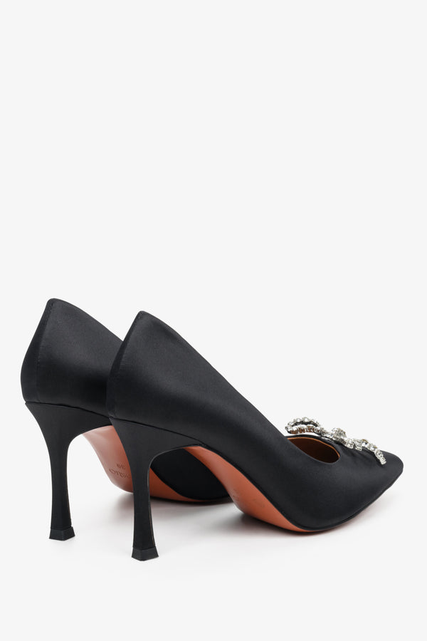 Women's black high heels by Estro with an 8 cm heel.