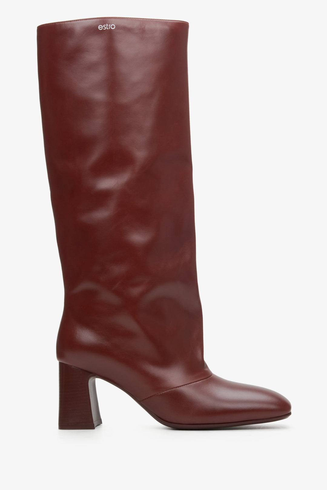 Women's Oversized Boots made of Burgundy Genuine Leather Estro ER00114318