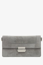 Women's Small Grey Bag made of Leather and Velour with Silver Details Estro ER00115964.