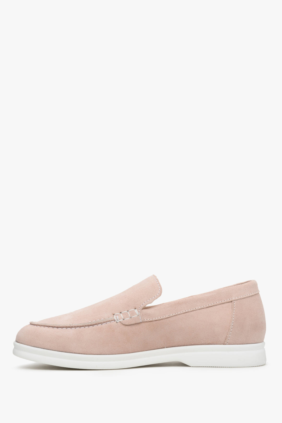 Estro light pink suede moccasins for women - shoe profile.