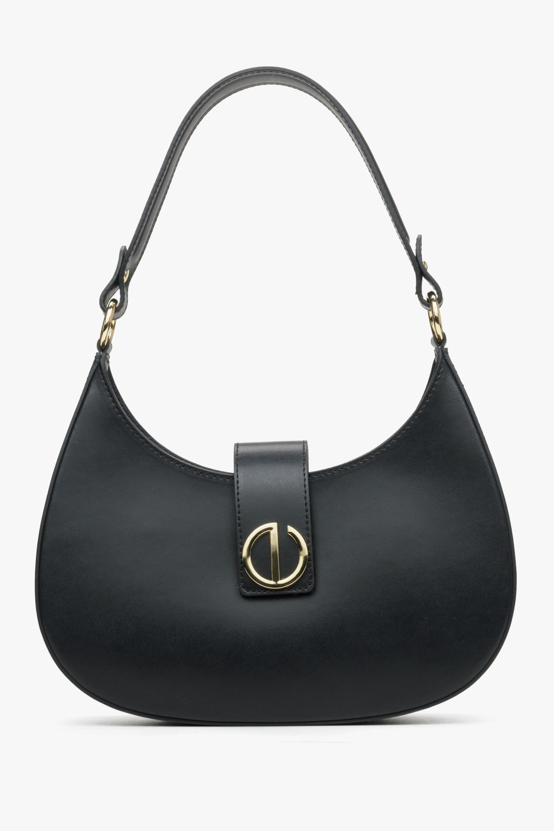 Black Baguette Handbag made of Italian Genuine Leather Estro ER00114779.