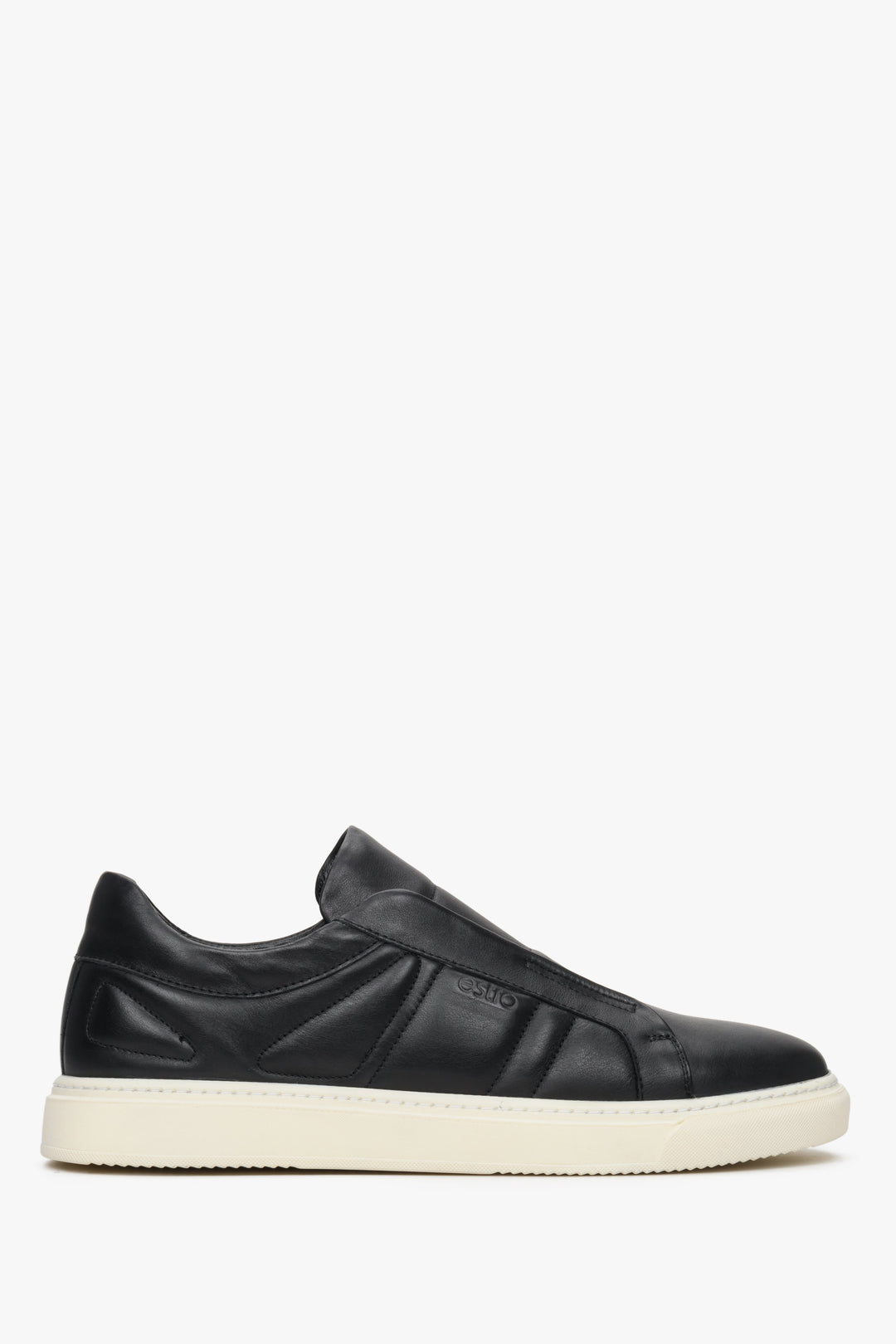 Men's Black Slip-on Sneakers made of Genuine Leather Estro ER00112647.