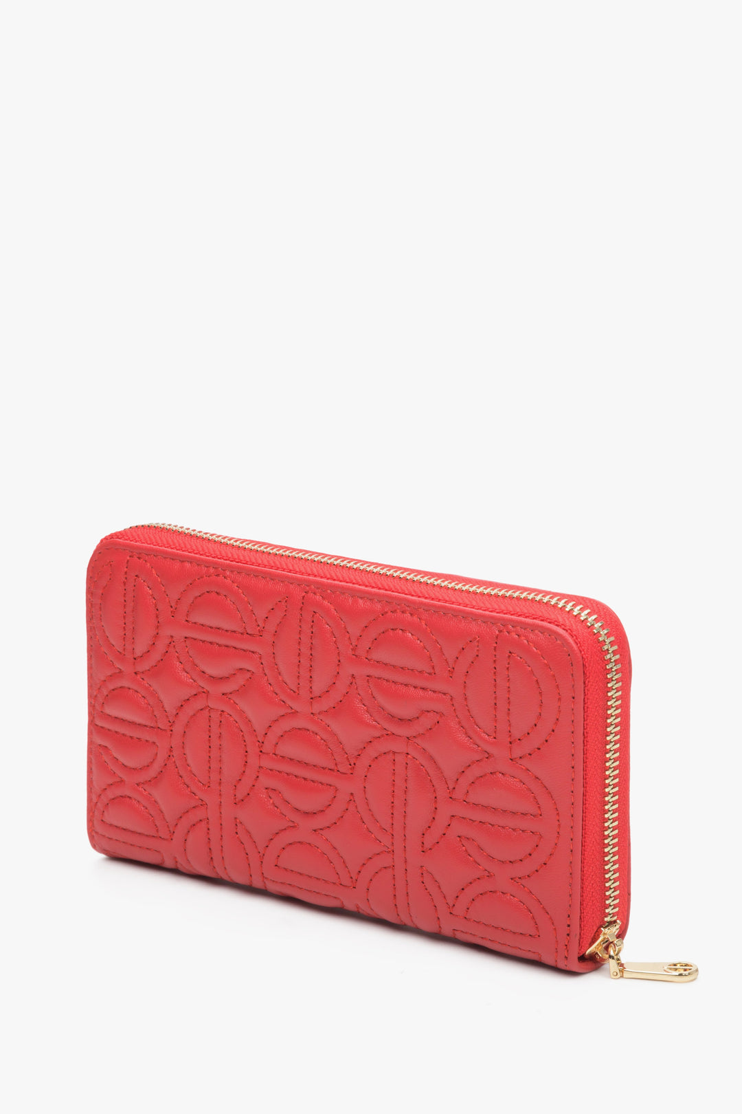 Large red women's continental wallet with a zipper by Estro.
