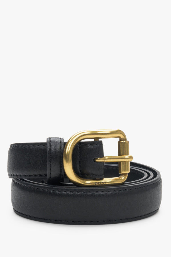 Black women's belt with gold buckle Estro.