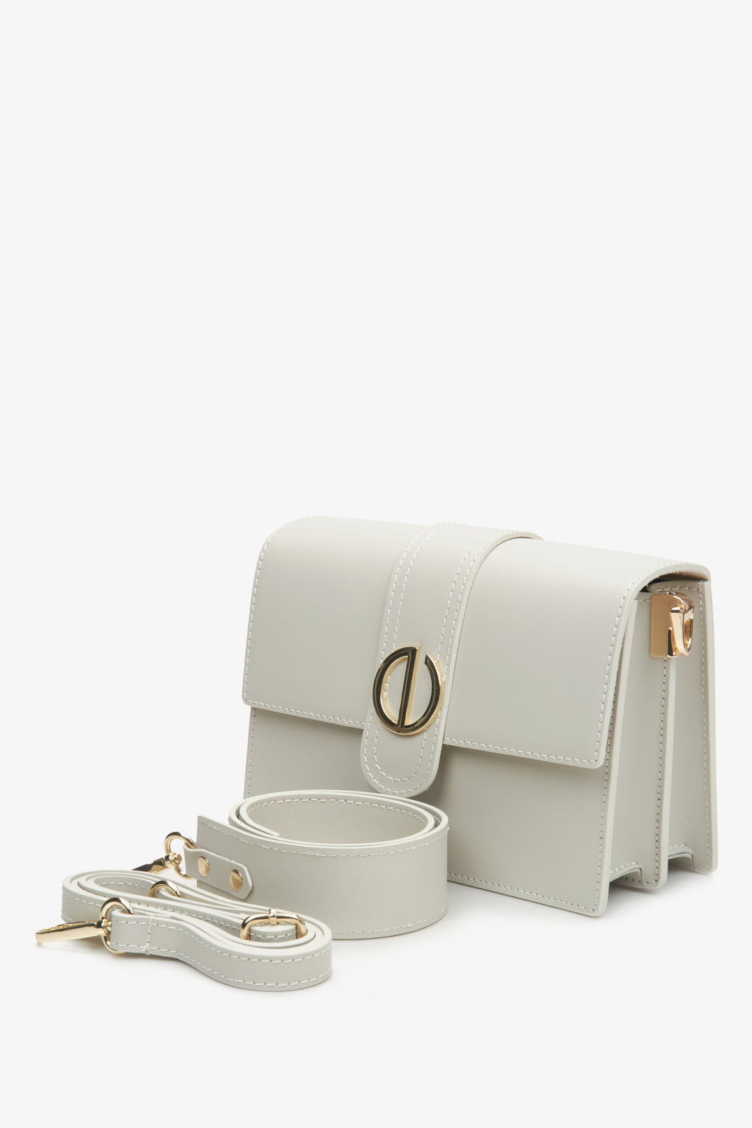 Women's cream beige handy bag with gold hardware Estro.