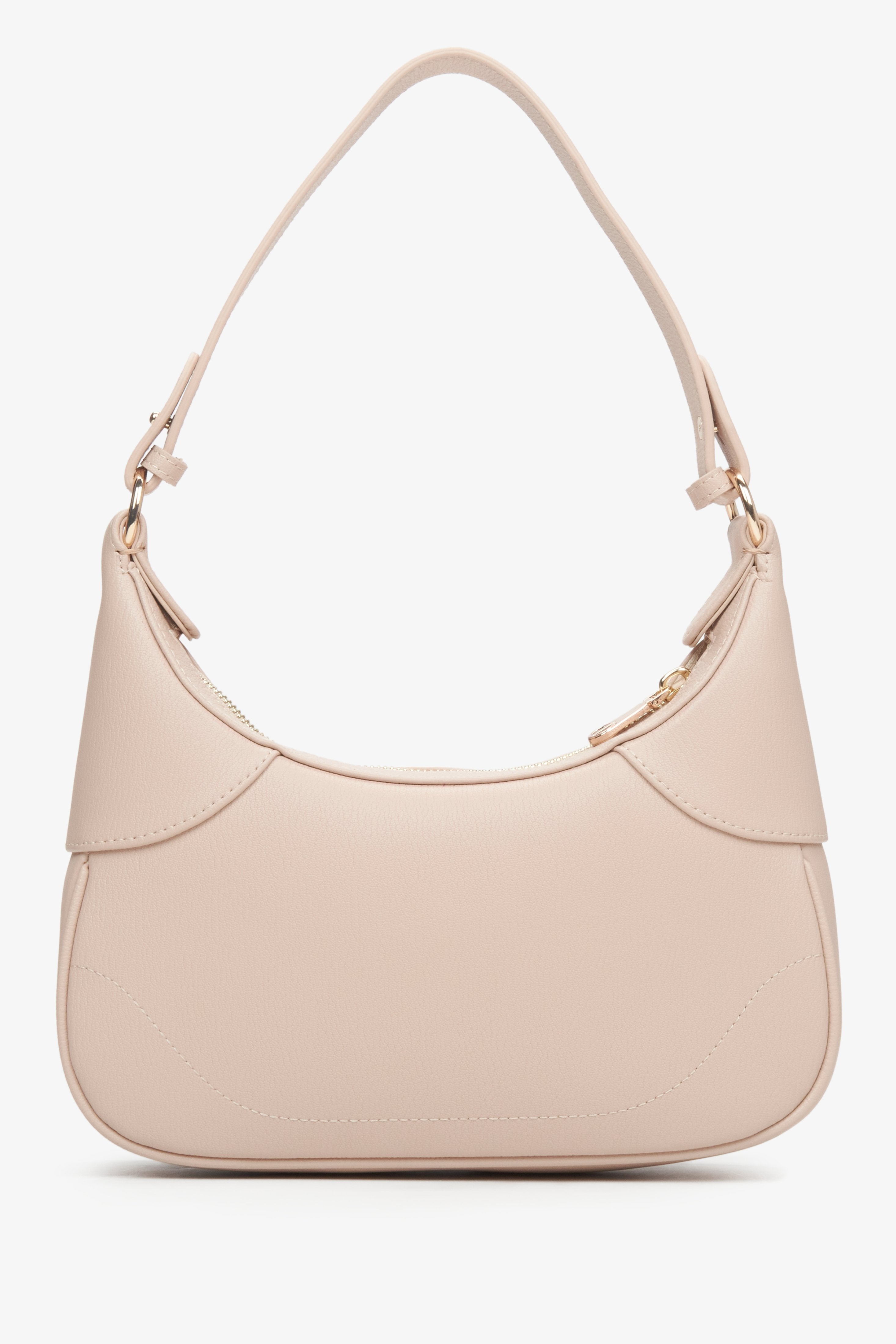 Women's pale pink shoulder bag Estro - reverse.